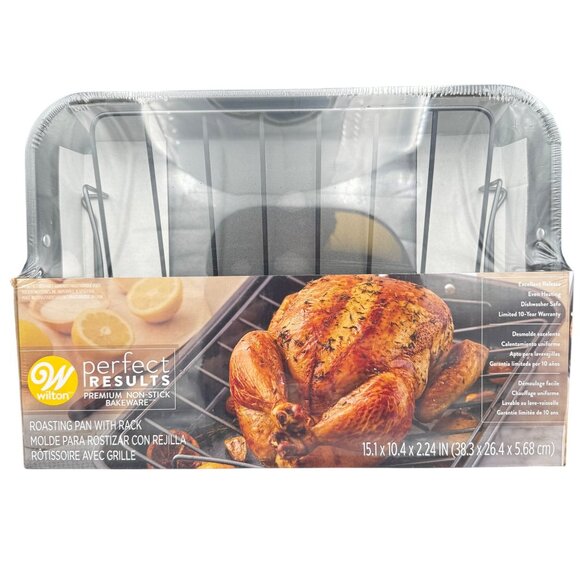 Wilton Perfect Results Non-Stick Roasting Pan With Rack Baking Holiday Cooking - Picture 1 of 3